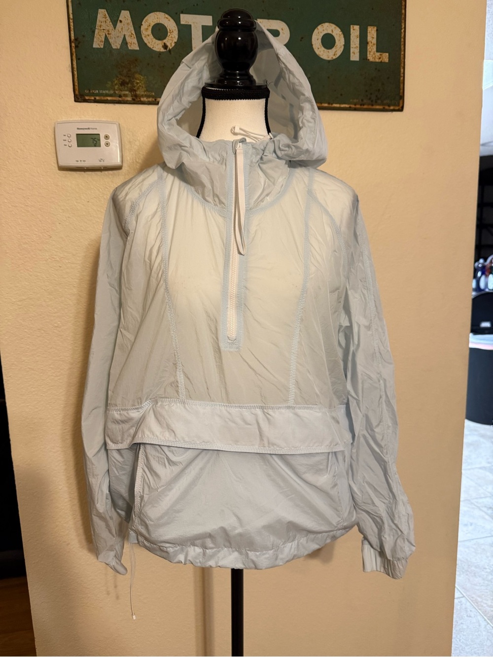 Adidas Wind RDY Quarter Zip Windbreaker Jacket Pullover Light Blue Lightweight